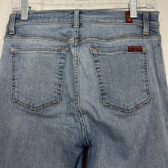 7 For All Mankind Size 28 Blue Distressed Raw Hem Ankle Jeans - Picture 5 of 11